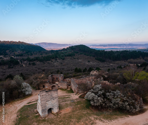 Pilisborosjeno, Hungary - Aerial view of the copy of the famous castle of Eger at Nagy-Kevely. photo