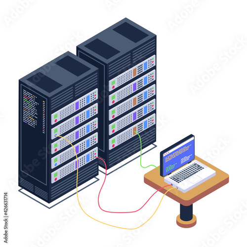 
Icon of data server room in modern isometric design 

