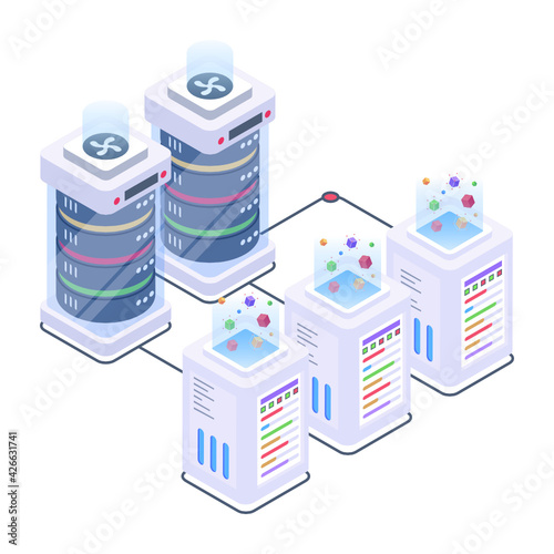 
Icon of data server room in modern isometric design 

