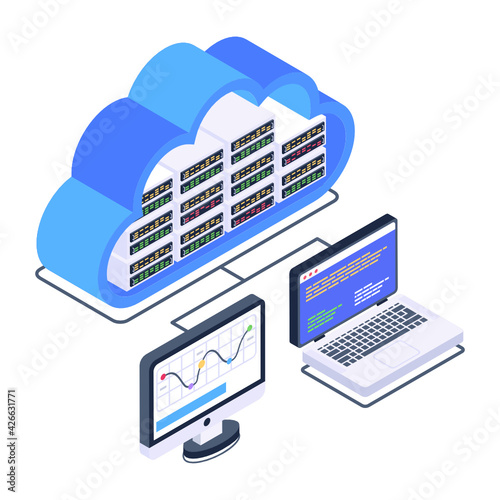 
Icon of data server room in modern isometric design 

