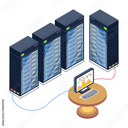 
Icon of data server room in modern isometric design 

