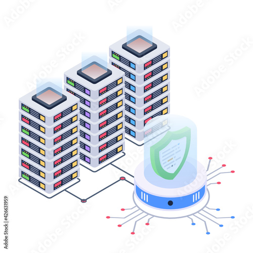 
Icon of data server room in modern isometric design 

