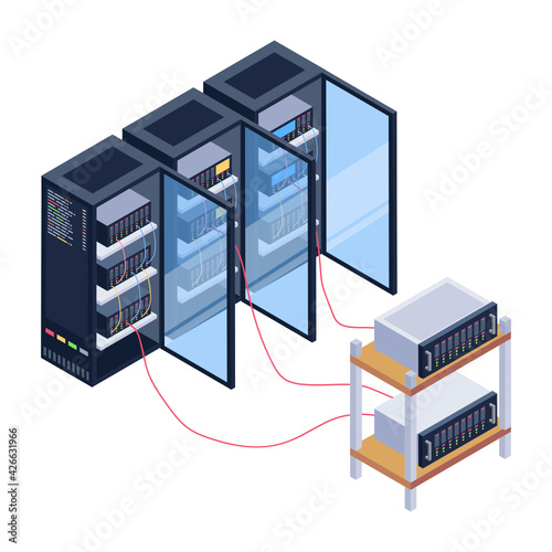 
Icon of data server room in modern isometric design 

