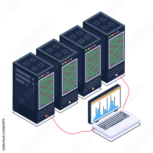 
Icon of data server room in modern isometric design 

