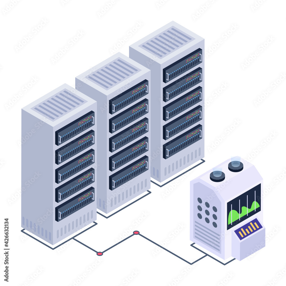Icon of data server room in modern isometric design
Icon of data server room in modern isometric design