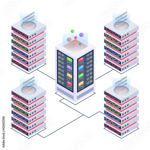 
Icon of data server room in modern isometric design 

