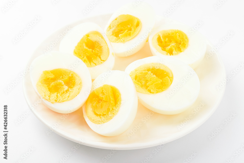 Boiled egg on white background Boiled egg on white background