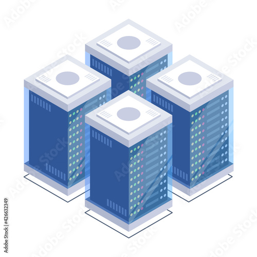 
Icon of data server room in modern isometric design 


