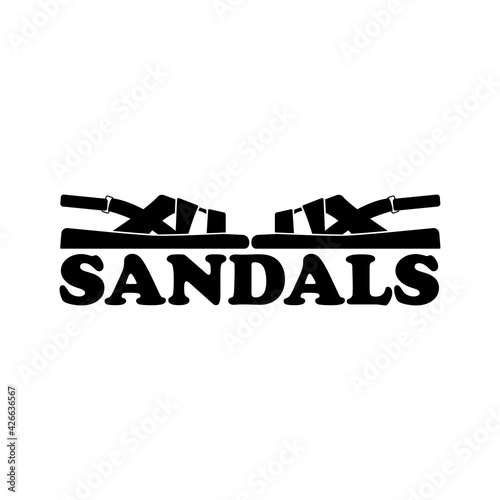 Sandals logo design. Side view. Pair shoes symbol. Vector clipart and drawing on white background.
