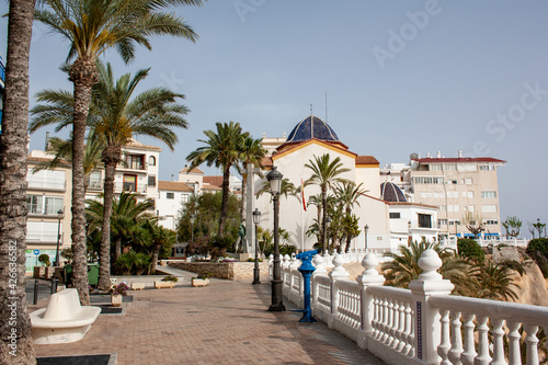 Old town of Benidorm  with a walk with palm groves  benches and viewpoints to contemplate the coast.