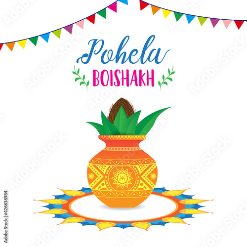 Bengali new year background. Pohela Boisakh design vector photo