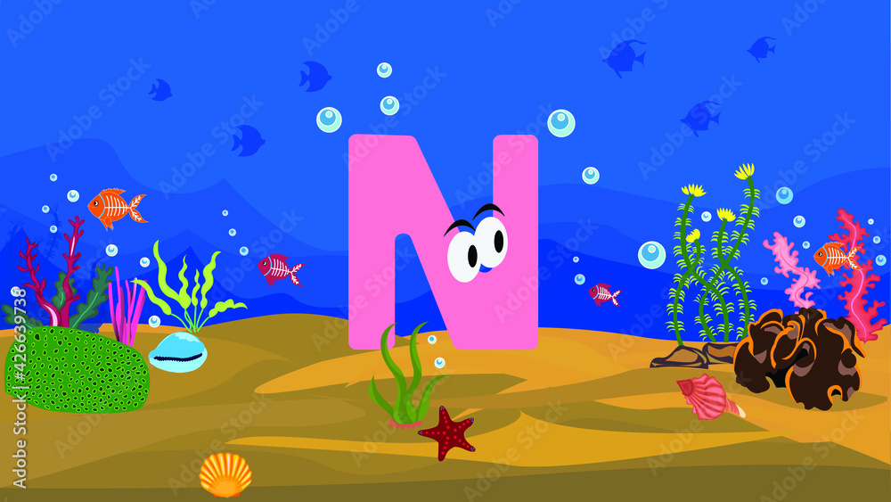 Naklejka premium Cartoon Illustration of funny capital letter with colourful background