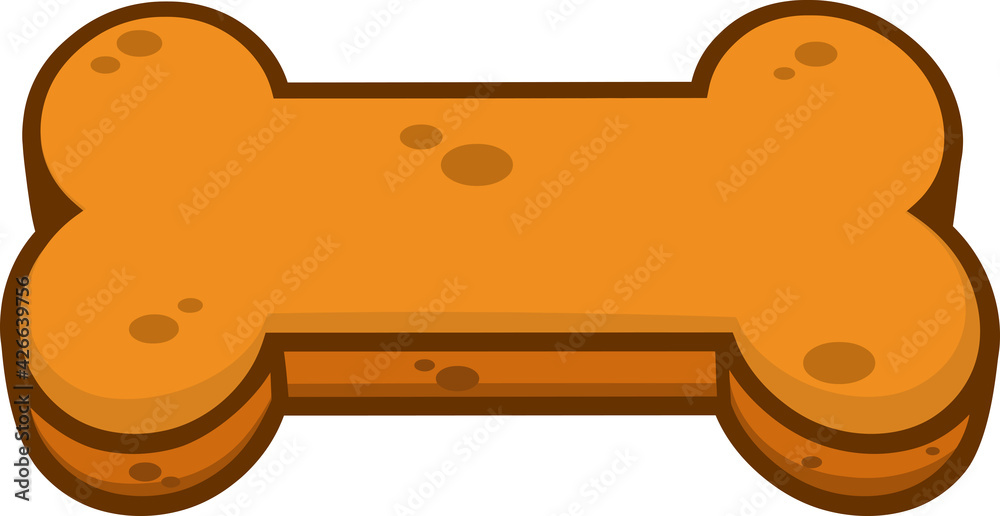 Cartoon Biscuit Dog Bone. Vector Hand Drawn Illustration Isolated On