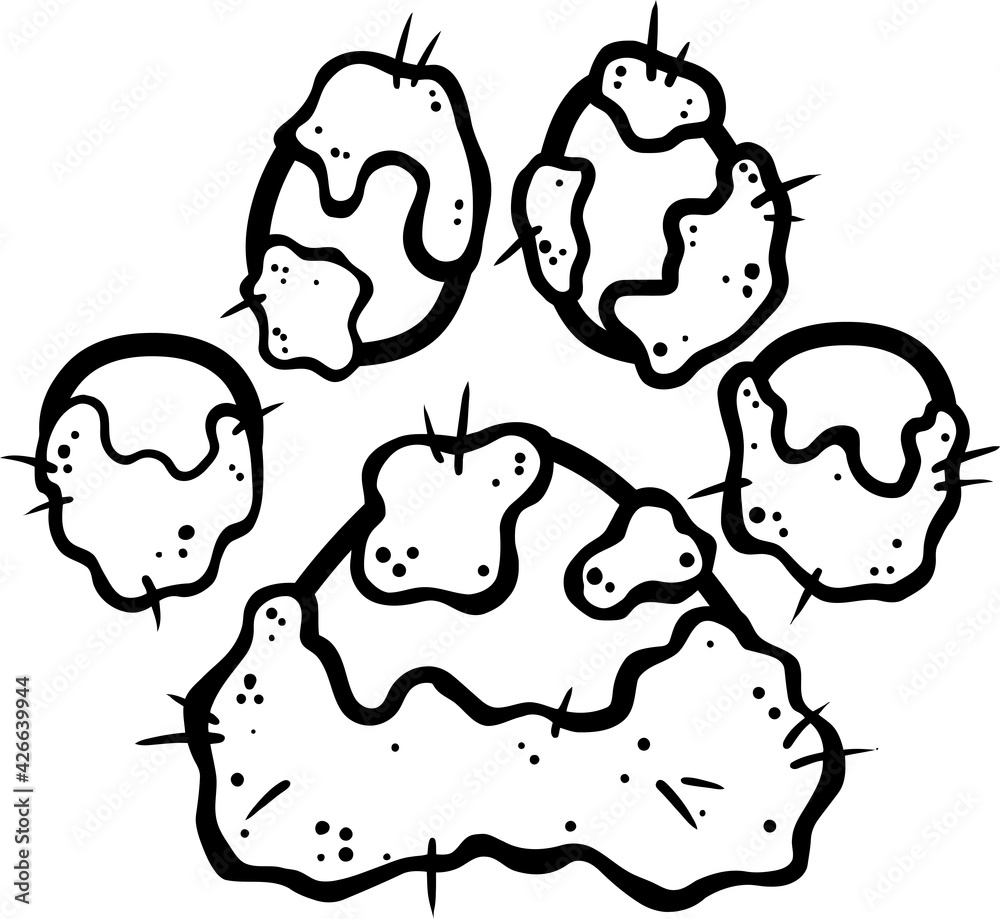 Outlined Dirty Dog Or Cat Paw Print Logo Design. Vector Illustration Isolated On White Background Outlined Dirty Dog Or Cat Paw Print Logo Design. Vector Illustration Isolated On White Background