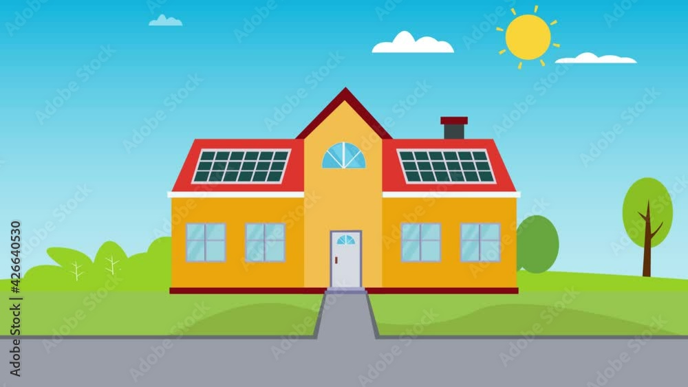 Modern house using solar panel on the rooftop Modern house using solar panel on the rooftop