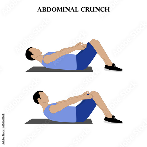 Abdominal crunch exercise strength workout vector illustration