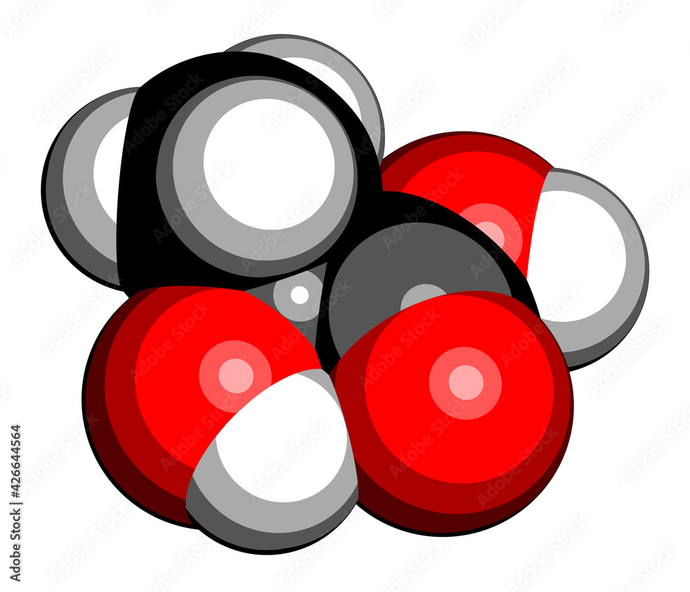 Lactic acid (Llactic acid) milk sugar molecule. Building block of