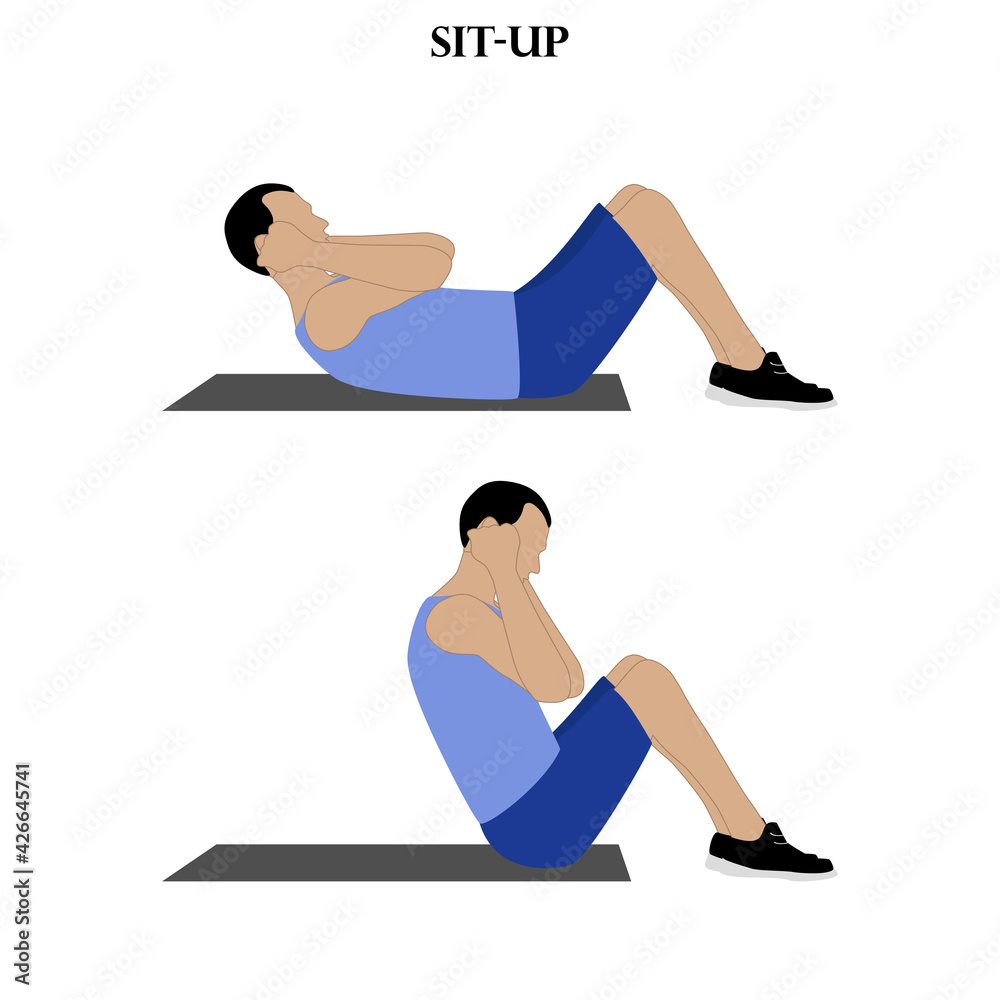 Sit-up exercise strength workout vector illustration Sit-up exercise strength workout vector illustration