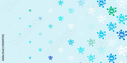 Light blue, green vector template with flu signs.