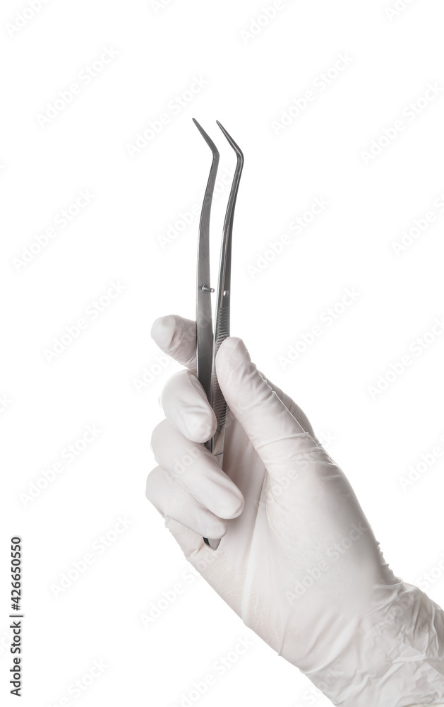 Dentist with instruments on white background Dentist with instruments on white background