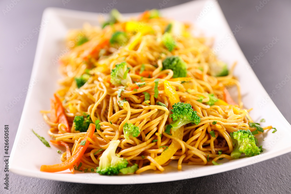 fried noodles with vegetables- asia food