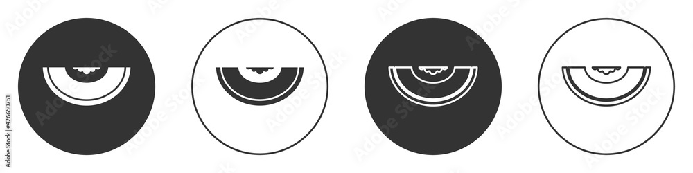 Black Melon fruit icon isolated on white background. Circle button. Vector Black Melon fruit icon isolated on white background. Circle button. Vector