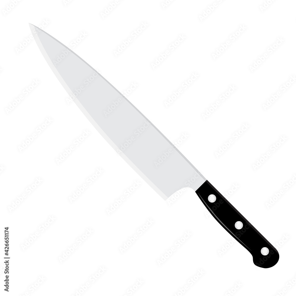 Sharp Chef's kitchen knife isolated on white background Sharp Chef's kitchen knife isolated on white background
