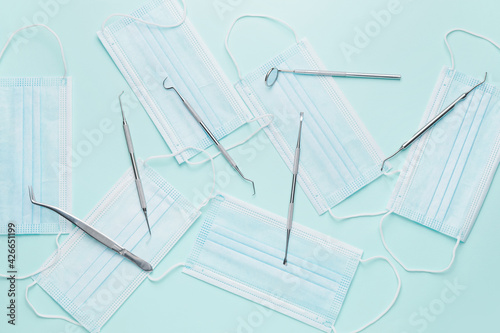 Dentist's tools and masks o...