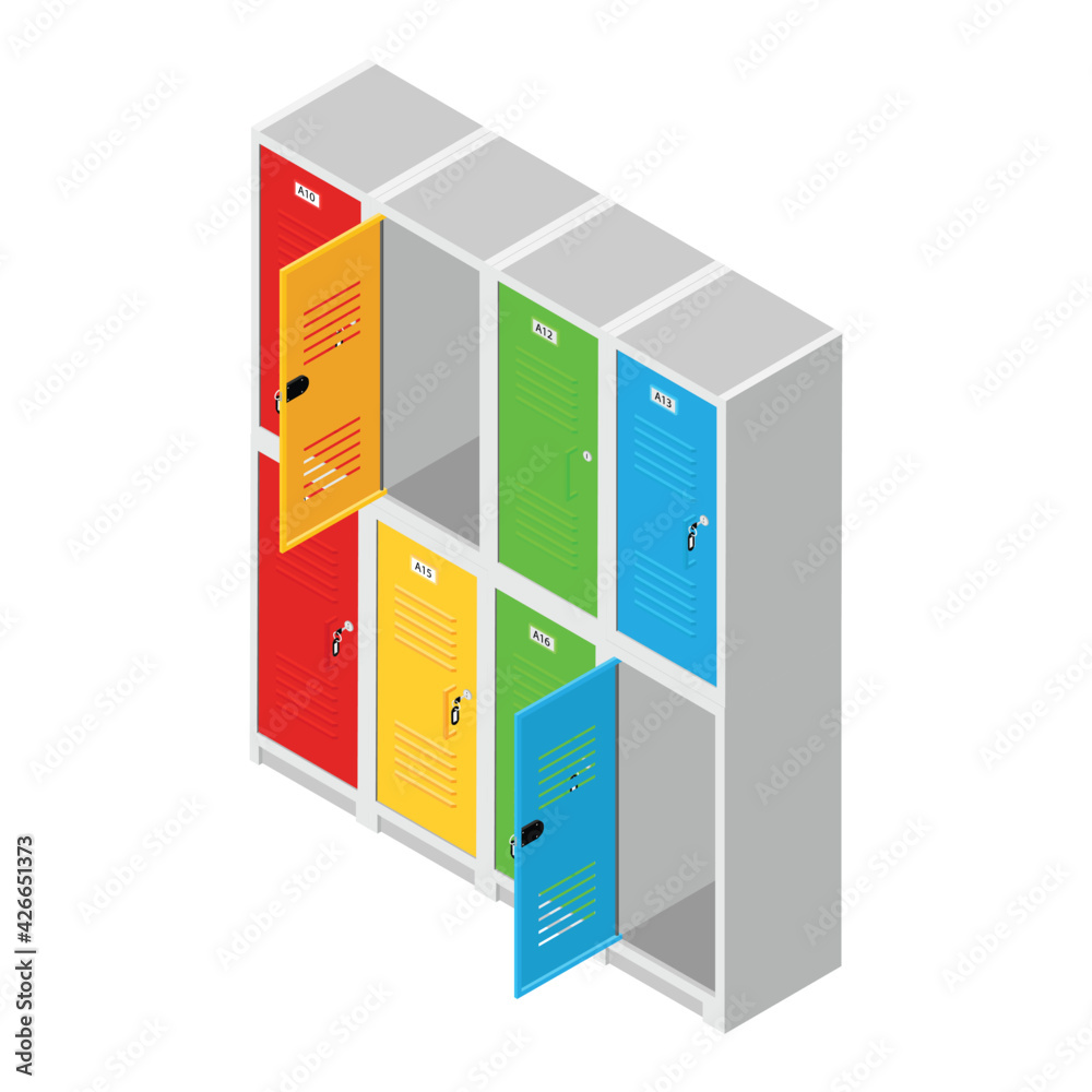 Metal locker door with key isolated on white background. Metal locker door with key isolated on white background.