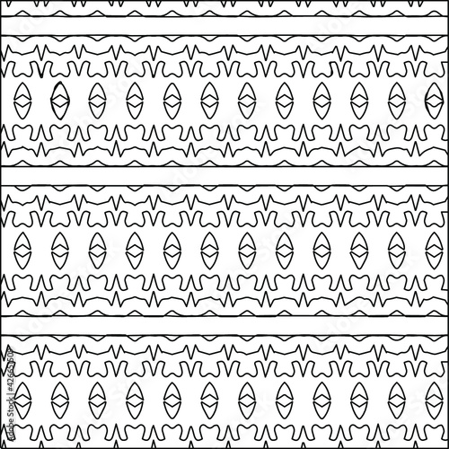 Geometric vector pattern with triangular elements. Seamless abstract ornament for wallpapers and backgrounds. Black and white colors.