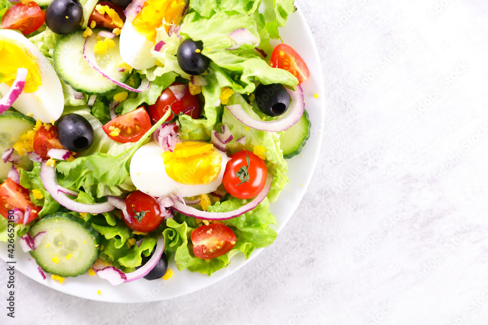 vegetable salad with egg, cucumber and tomato vegetable salad with egg, cucumber and tomato