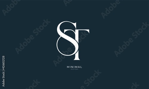 Alphabet letter icon logo ST photo
