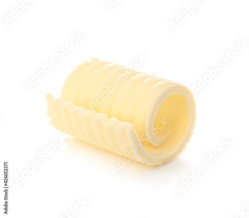 Bild auf Leinwand Curl of fresh butter on white background