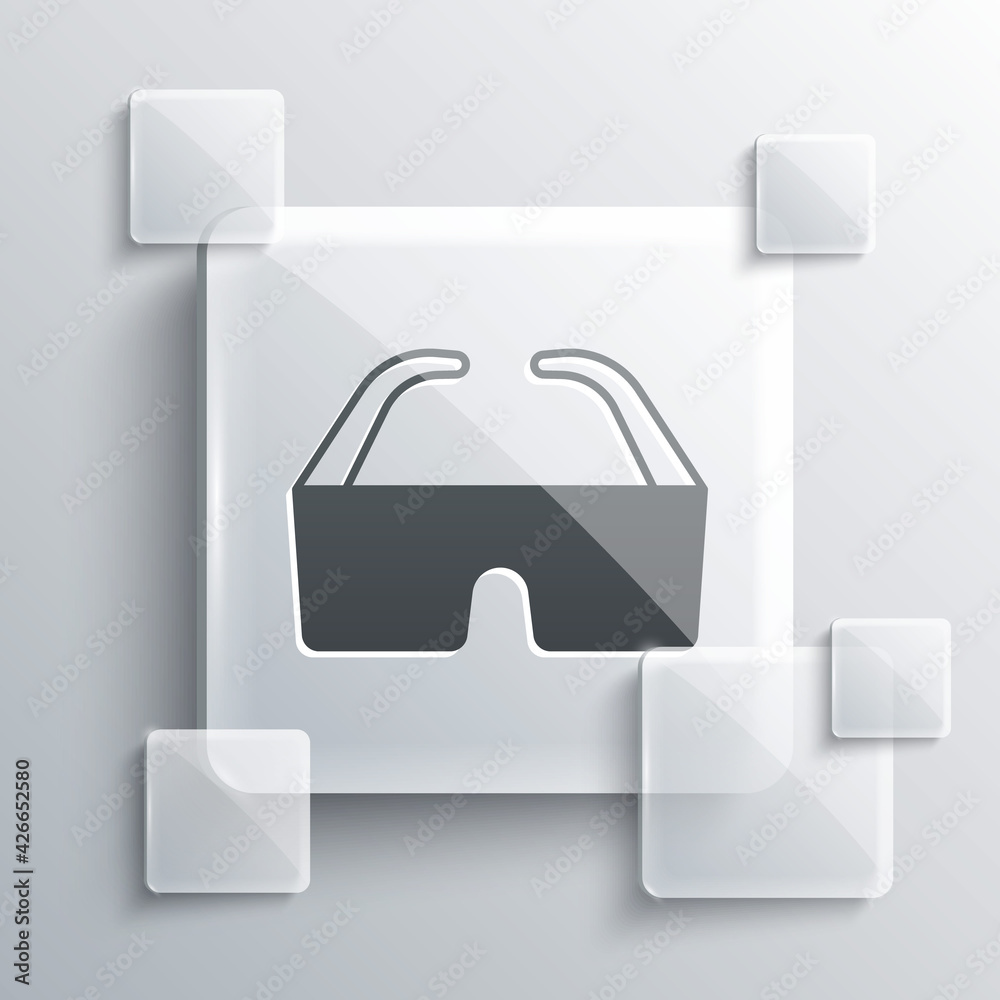 Grey Safety goggle glasses icon isolated on grey background. Square glass panels. Vector Grey Safety goggle glasses icon isolated on grey background. Square glass panels. Vector