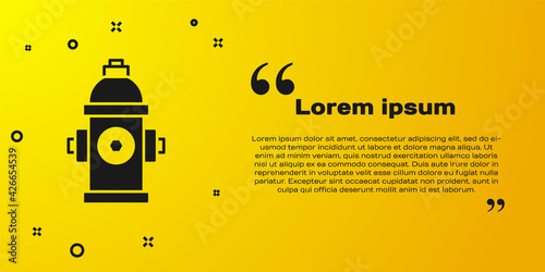 Black Fire hydrant icon isolated on yellow background. Vector