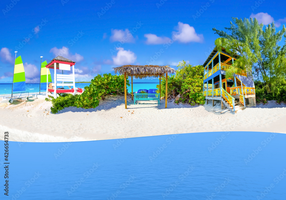 Collage about Half Moon Cay island at Bahamas. Collage about Half Moon Cay island at Bahamas.