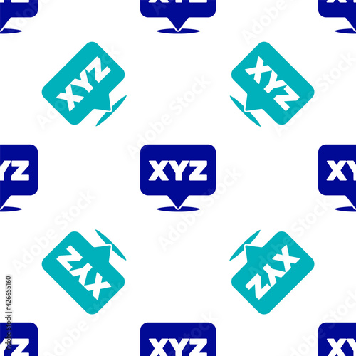 Blue XYZ Coordinate system icon isolated seamless pattern on white background. XYZ axis for graph statistics display. Vector