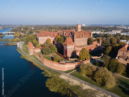 Aerial view to Malbork Castle in Poland