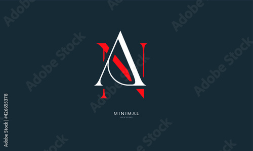 Alphabet letter icon logo AN or NA