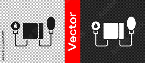 Black Blood pressure icon isolated on transparent background. Vector