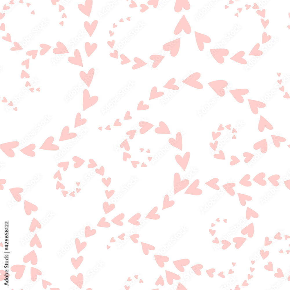 Lovely hand drawn seamless pattern with cute doodle hearts, romantic background, great for textiles, wrapping, banners, wallpapers - vector design