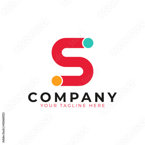 Creative Abstract Initial Letter S Logo. Colorful Rounded Line with Dots. Usable for Business and Branding Logos. Flat Vector Logo Design Ideas Template Element. Eps10 Vector
