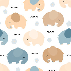 Crédence de cuisine Éléphant patrons Éléphants style scandinave chambre bébé  © art.bortnikova