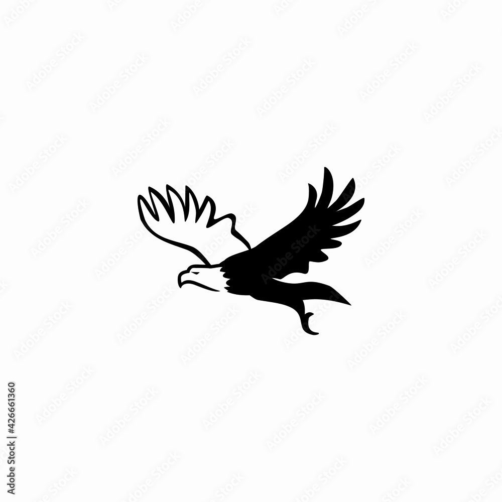 Obraz premium flying eagle icon logo vector illustration in monochrome style