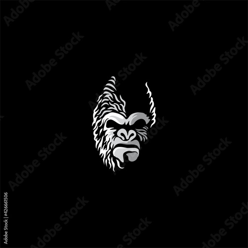 angry gorilla ape head character illustration logo icon vector
