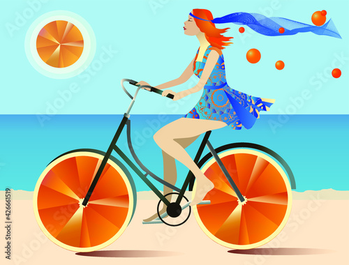 
redhead on a bike