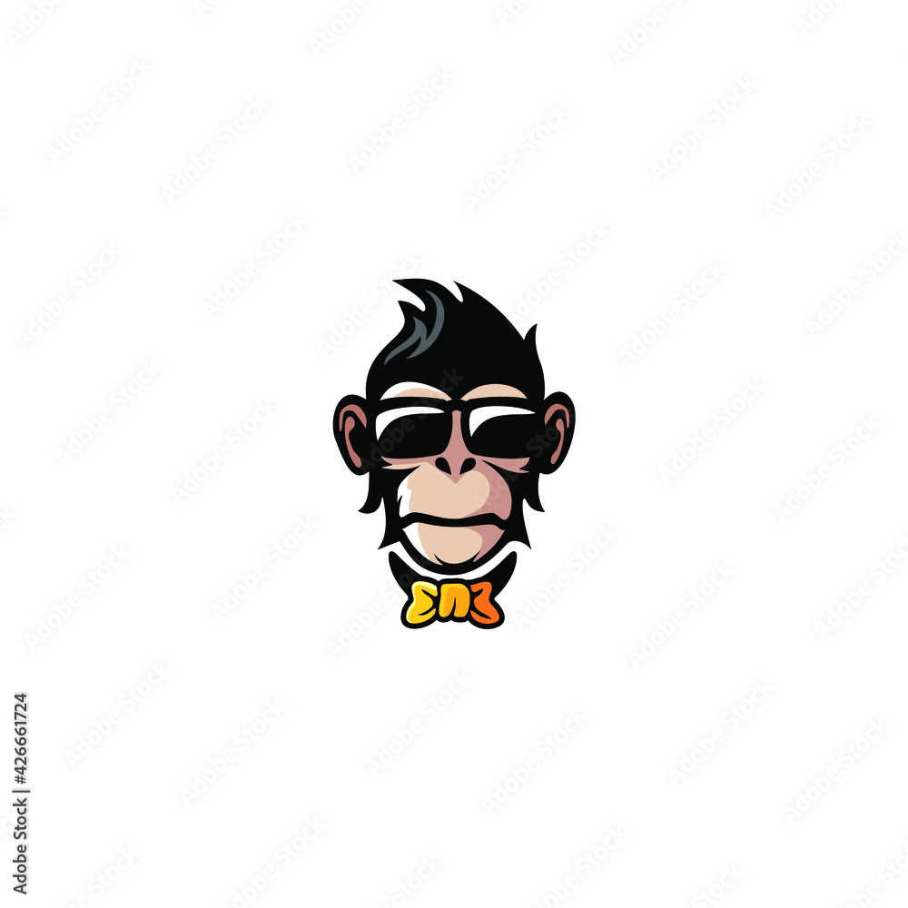 Cute monkey head logo vector illustration, ape mascot logo design Cute monkey head logo vector illustration, ape mascot logo design
