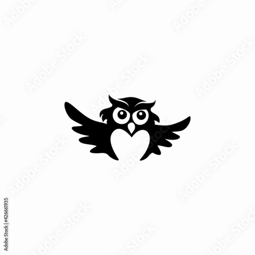 cute Owl cartoon logo vector illustration. Emblem design on white background 