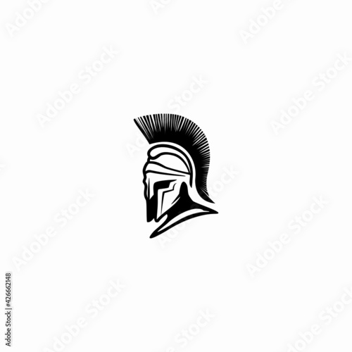 helmet of the Spartan warrior symbol, emblem. 
gladiator armor logo, Greek warrior flat vector icon