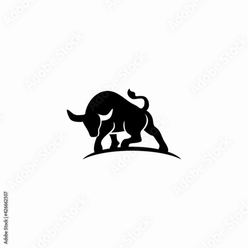 Silhouette Bull logo vector illustration design  creative and simple design  can uses as logo and template for company. 